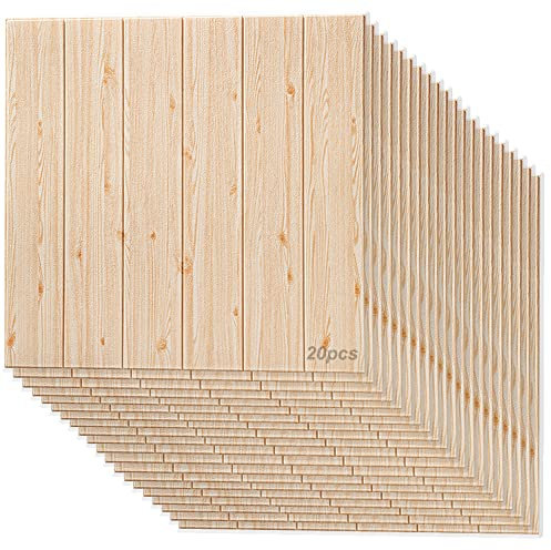 SEJAS Holzmaserung 3D Wandpaneele Selbstklebend Ziegel Tapete Klebetapete Wandtapete Wasserdicht Wandaufkleber Holzpaneele Ziegelstein, für Schlafzimmer Kinderzimmer (20PCS)