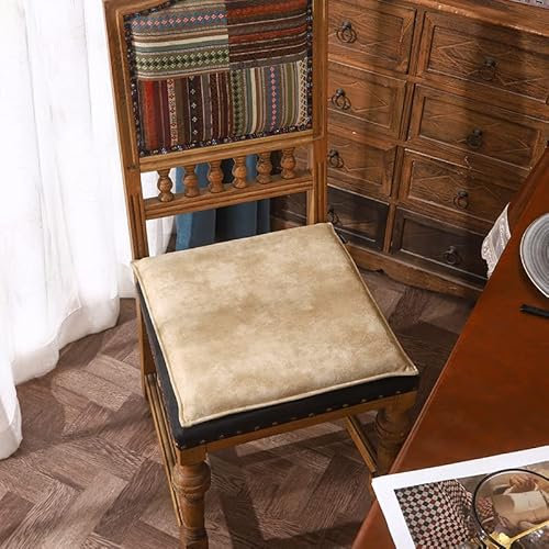 Stuhlkissen Sitzkissen mit Reißverschluss, Wildleder Sitzauflage für Innen Büro Wohnzimmer, Gefüllte Gedächtnisschaum Latex, rutschfest, Quadrat Rechteck, Wasserdicht, Vintage Farbe,2,40x40x3cm