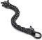 COOLSTEELANDBEYOND Herren Biker Edelstahl Schwarz Doppel Wolfskopf Panzerkette Geflochtene Seil-Kette Armband O-Ring Federringverschluss