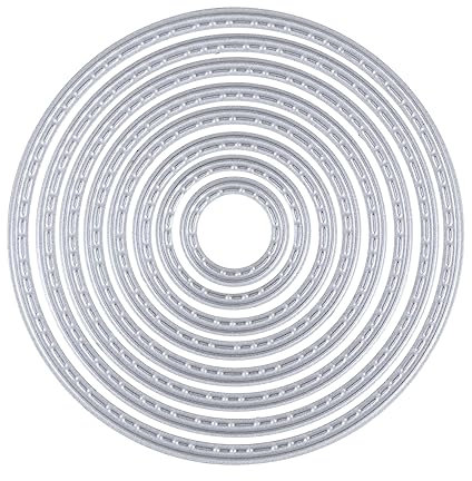 Rayher Stanzschablonen Kreis, mit Steppnaht am Rand, Set 8teilig, Kreise 1,6 - 7,1 cm ø, für Papiergestaltung, Kartengestaltung, Scrapbooking und vieles mehr, Prägeschablonen, Stahl, 50283000