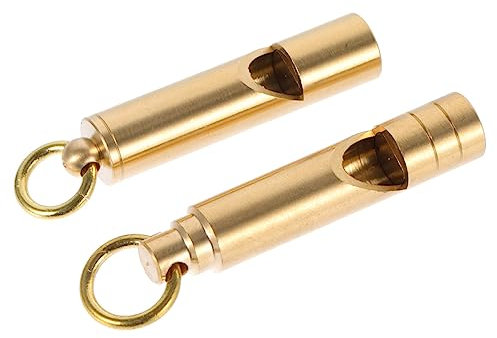 CORHAD 2pcs Vintage Brass Whistle Metal Keychain Natacion Accesorios Key Chains for Crafts Emergency Whistle Car Bling Accessories Whistle Pendant Golden Whistle Brass Pendant Sports Tool