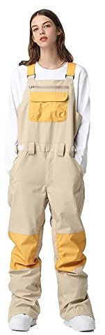 ALSOGO Damen Skihose Winter wasserdichte Winddicht Einstellbare Verschleißfeste Lätzchen Wandern Klettern Isolierte Ski Hosen Yellow S