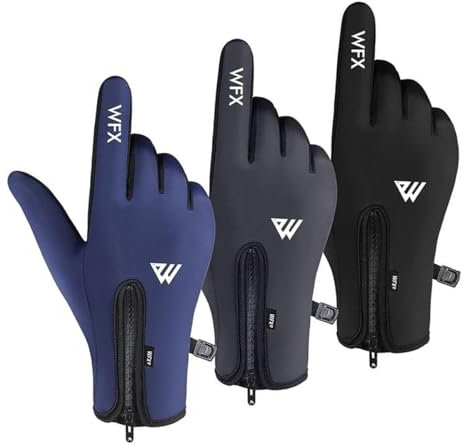WESTWOOD FOX Cycling Gloves for Kids,Thermal Winter gloves for Boy Girl,Windproof,Anti-Slip,Touchscreen, Palm Grip, Full Finger Gloves for Cycling, Hiking, Mountain Biking, Running (L, BLACK)