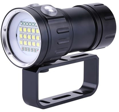 Pwshymi Lampe de Plongée sous Marine, 18000Lm Torche de Plongée Super Lumineuse, IPX8 étanche pour Camp de Plein Air Sous-marin