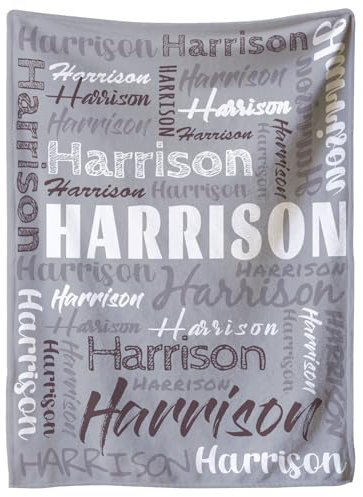 TICBIC Personalisierte Decke, Personalisierte Geschenke, Geschenk Neugeborenes Junge,Mädchen,Geburtstag,Weihnachten, Flanell, Einseitiger Druck, 70 × 100 cm, Grau, Böhme, Decke