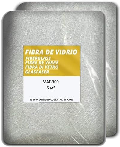 Suinga Fibre de verre MAT-300 (densité 300 gr/m2) 10 m2. Maille en fibre de verre pour réparer toutes sortes d'accessoires