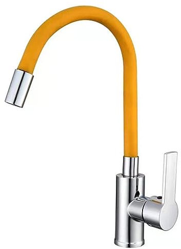 With Hose Kitchen Mixer Tap 360°Hot Cold Water Faucet, Chrome Brass Swivel Mixer Tap Kitchen Mixer Silicone Hot Cold Water (Color :Yellow)