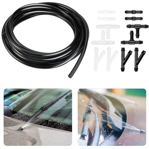 4M Universal Scheibenwaschanlage Schlauch mit 12 Stück Schlauchverbinder,Wischwasserschlauch Reparaturset,Automotive Schlauch Auto Spritzwasserschlauch,Scheibenwaschschlauch für Scheibenwaschanlagen