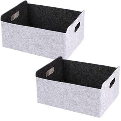 2 Stück Filz Korb Aufbewahrung, 31 X 25 X 15 Cm Filz Aufbewahrungsbox,Aufbewahrungsbox,filzkorb Aufbewahrung,aufbewahrungsbox Aus Filz,Zur Aufbewahrung Von Kleidung, Handtüchern, Büchern (grau)
