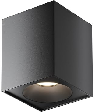 Maytoni ZOOM Deckenspot schwarz quadratisch, LED Deckenstrahler 230V IP54, Aufbauspot für Badezimmer & Küche, modernes Lichtobjekt für klare Linien