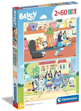 Clementoni Bluey Kinder Puzzle 2 x 60 Teile - Puzzle 27 x 19 cm für Kinder ab 4 Jahre - Geschicklichkeitsspiel von Clementoni 24813