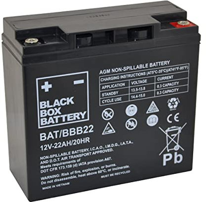 12V 22Ah Black Box Sealed Lead Acid Mobility Scooter Battery