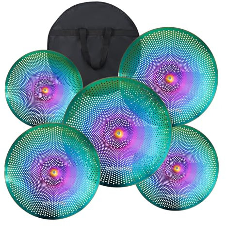 Eddaray Paquete de platillos de bajo volumen, juego de platillos silenciosos de 14 pies, par de hihats + choque de 16 pulgadas + choque de 18 pies + 20 pulgadas, 5 piezas de platillos silenciosos para