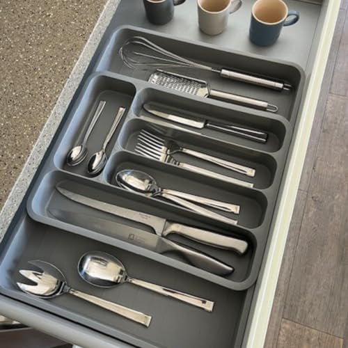 Limux Cutlery Drawer Organiser - Extendable, Adjustable Kitchen Tray Holder - Double Sided (UK Brand)