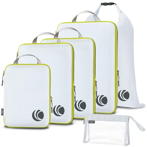 Cipway Kompression Koffer Organizer Set für Rucksack ,Ultraleichte Packtaschen Compression Packing Cubes Packwürfel Kofferorganizer Packtaschen Kleidertaschen für Reiseorganizer(weiß, 6 Stück)