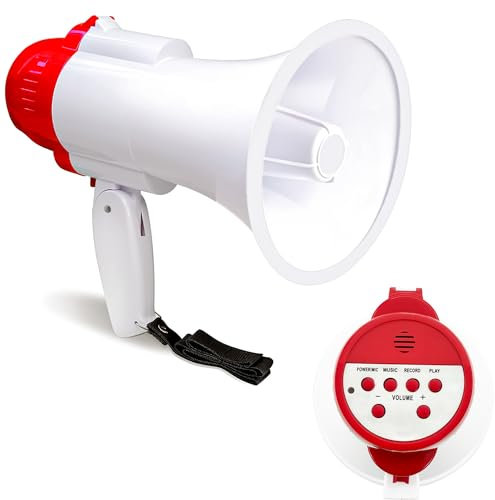 Crystals Megaphone Speaker Portable – Mini Loud Speaker Megaphones with Siren Bullhorn – Built-in Siren, Record and Play, Adjustable Volume Mega Phone