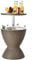 GYMAX Cool Bar 30L Mesa Auxiliar 3 en 1 con Tablero Extensible para Bebidas y Aperitivos, Enfriador de Bebidas en Aspecto de Ratán, Enfriador de Cerveza y Vino para Jardín, Terraza (Marrón)