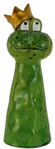 itsisa Zaunhocker Frosch mit Krone Froschkönig H: 24,4 cm aus Keramik - Zaun Deko Garten Frösche, Tierfigur Pfostenhocker, Zaunfigur, Gartendeko, Zaunstecker