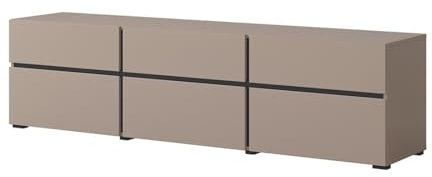 Meublorama Mobile TV 180cm Colori Beige e Nero Collezione Havana. Mobile Design con 3 Porte e 3 cassetti.