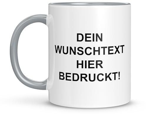 LIEBTASTISCH Personalisierte Tasse – Tasse mit Namen – Spülmaschinen- & Mikrowellengeeignet – In Deutschland bedruckt – 330 ml – Tasse personalisiert & beidseitig bedruckt – Tasse bedrucken (Grau)