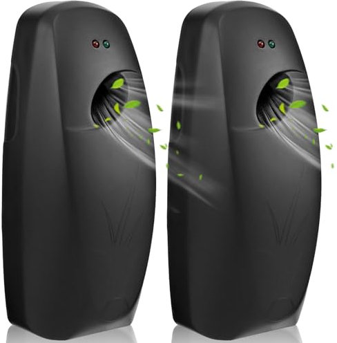 2 Pcs Automatischer Duftspendert 14 x 6,5 cm Ultra-leiser 5/15/30 Min Einstellen Aerosol Spender Betrieb mit 2 AA-Batterien 22 * 6 * 8 cm Automatic Air Freshener für Bad Büro Toilet Hotel (Stil1)