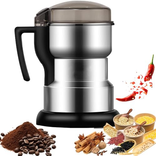 Molinillo de Especias eléctrico, licuadora de Especias de 400 W, Cuerpo de Acero Inoxidable, Molinillo para Cocina, 200 g, portátil y Compacto, trituración de Alta Velocidad, para Granos de café