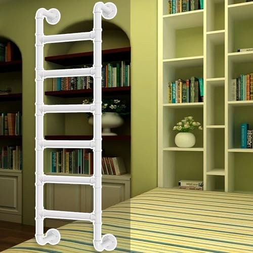 GODFSAHG Basement Window Well Egress Ladder, Wrought Iron Attic Bunk Bed Ladders Wall Mounted Metal Step Ladder Climbing Ladders for Home,Loft,Dorm,Library,Loads 330lbs(140cm/55in)