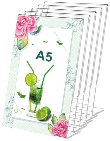 GOIEHIR Acryl-Tischaufsteller, 5 Stück A5, L Ständer, Transparent, Preisschilder für Büro, Restaurant