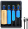 18650 Cargador universal con indicador LED, cargador universal de batería, cargador rápido USB para baterías 18650 18350 21700 16340 26650 AA AAA C 3,7 V Li-Ion