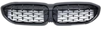 KDZDJH Auto Frontgrill Kühler Für BMW 3 G20 G21 2019-2022 318i 320i 320d 330i 340i 340d Front Stoßstange Unter Gitter Auto Grill Ersatz Zubehör Nieren Kühlergrill,Diamond Black