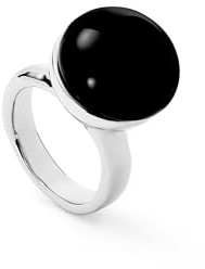UNO de 50 Anillo Bañado En Plata De Ley Con Cristal De Murano Negro En Forma Redonda