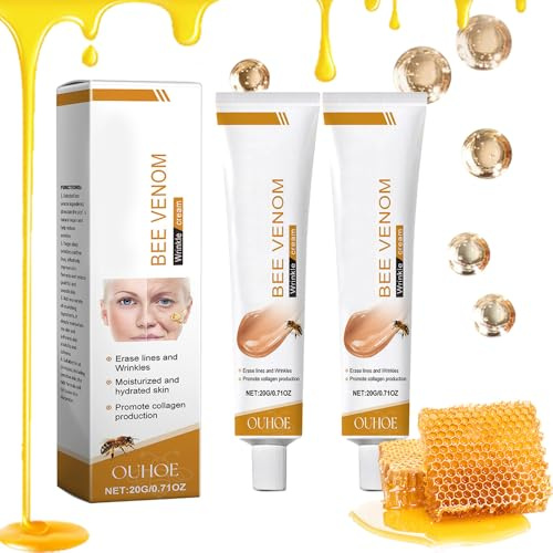 DELAIHUIL 2 Pezzi Crema al Veleno d’Api, Crema Antirughe Idratante e Rassodante per Viso e Collo, Adatta a Donna e Uomo, Tutti i Tipi di Pelle