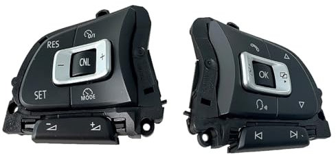 Lenkradtastenschalter Für VW Für Golf 7 7,5 Für Sportsvan Für Variante Für E-Golf MK7 5G0959442 Multifunktions Lenkrad Schalter Taste abdeckung Lünette Schalter Lenkradsteuerung(1 Paar)