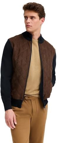 bugatti Herren Strickjacke 7600-85551D | Regular Fit Microma Velour-Front Rautensteppung Reißverschluss Stehkragen Taschen