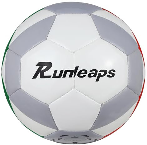 Runleaps Futsal-Ball, Größe 4, Futsal-Fußball für Indoor-Training, Spielen, Spiel (Grau, Rot, Grün)