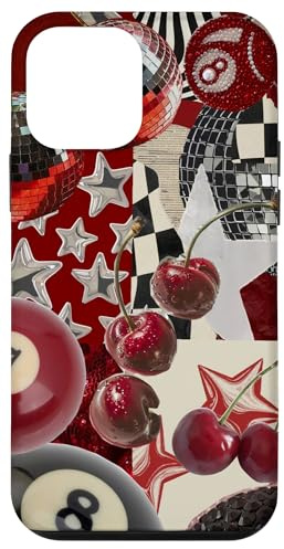 Red Cherry Star Discokugel Retro Y2K Collage Frauen Mädchen Hülle für iPhone 12 mini