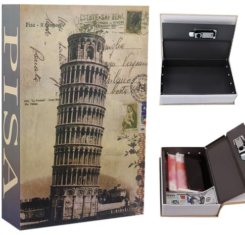 KBIBCK Coffre-fort en forme de livre avec serrure à combinaison, coffre-fort avec clé, coffre-fort pour le bureau, la maison, le bureau, la maison, le livre de rangement, boîte de rangement pour