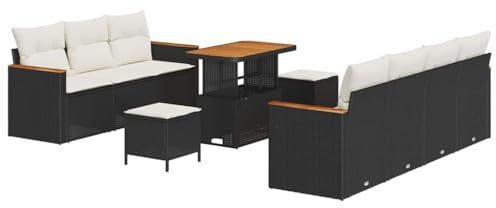 vidaXL Gartensofa-Set 10 STK. Schwarz Poly-Rattan