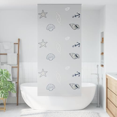 Cortina de ducha enrollable de 110 x 240 cm para baño y cocina, material PEVA, impermeable y duradero, fácil de limpiar, elegante y funcional