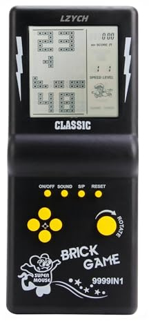LZYCH Block spielkonsole Klassische Nostalgie Eingebautes 23 Retro-SpielBlöcke/Renn-/Panzerschlacht Einstellbare Schwierigkeit Kinder/Schüler Geburtstag Puzzlespielzeug (Schwarz)
