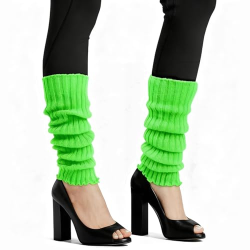 Augesak Sexy Damen Bein Stulpen Neon für 80er Jahre Accessoires,Aerobic Outfit 80er Damen Stulpen Neon,für 80s Motto Partys,Fasching,Karneval - Farbe Wählbar