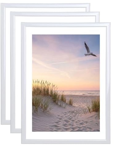 IDEAL TREND 3er 5er 10er Set Bilderrahmen Fotorahmen aus Kunststoff Bilder Foto Posterrahmen Collage AC-6 Wanddeko: Farbe: 3er Pack Weiß | Format: 40x50