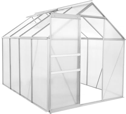 habitat et jardin Gartengewächshaus aus Polycarbonat 250 x 190 x 195 cm Basilikum - 4,75 m² - Grau