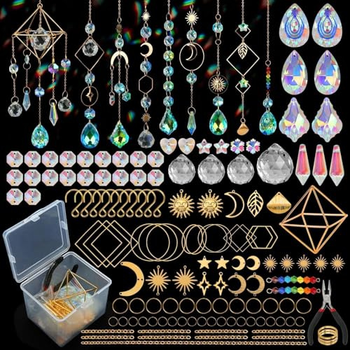 400PCS Acchiappasole Cristallo,Crystal Suncatcher,Appendere Vetro Acchiappa Sole,Pendenti Prismi Cristallo,Appeso Arcobaleno Prisma Finestra,Pendenti Suncatcher Decorazione per Casa Giardino Nozze