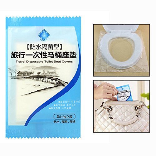 OFKPO Einweg WC Sitz Abdeckung,Tragbar,Wasserdicht,Antibakteriell für Hotel/Outdoor/Reisen Toilettensitz(50 Stück)