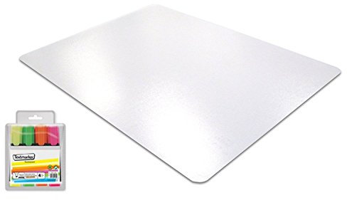 Floortex Transparente Schreibtischunterlage - extrem stabil und hitzebeständig - Schreibunterlage 61 x 48 cm aus Polycarbonat + GRATIS 4 Textmarker