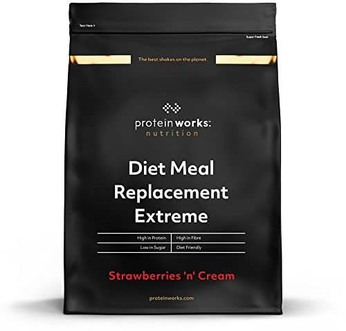 THE PROTEIN WORKS - Substitut De Repas Diététique Extrême | Repas complet 200 calories | Perte de poids | Healthy diet | 16 Servings | Fraises à la Crème | 1kg