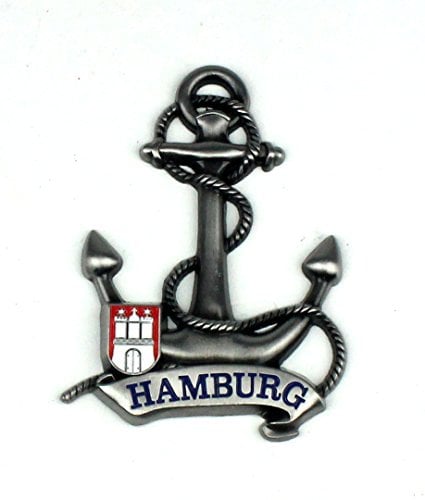 Buddel-Bini Versand Magnet Anker Tau Silber Titan Hamburg Banderole Wappen Souvenir Mitbringsel Geschenk Deko