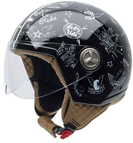 NZI Zeta Grafik Offenes Gesicht Motorradhelm, Glanz Stickers, Größe M
