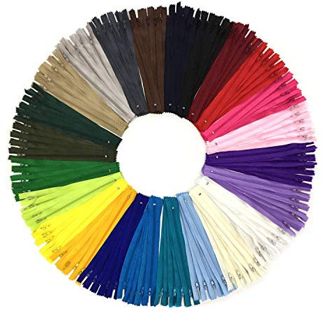 DOITEM Wartoon - Cerniere in nylon multicolore, 20 cm, confezione da 120